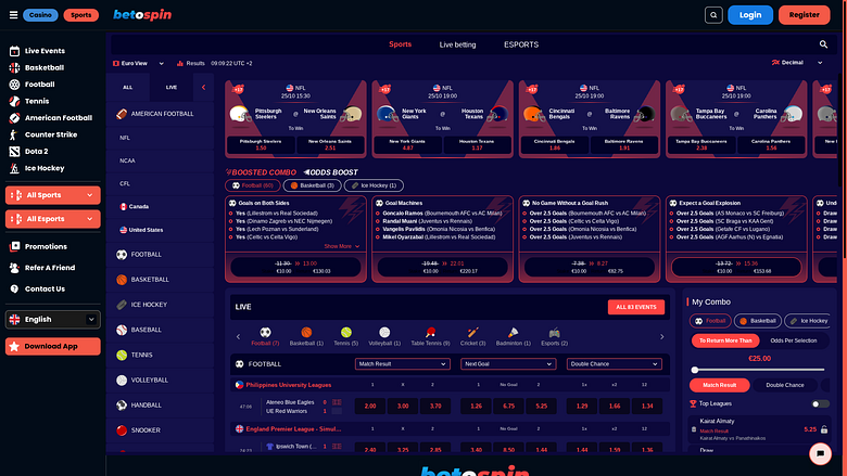 Спорт на ПК в BetOspin Casino