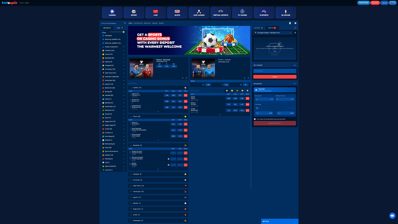 Sport desktop di BetOspin Casino