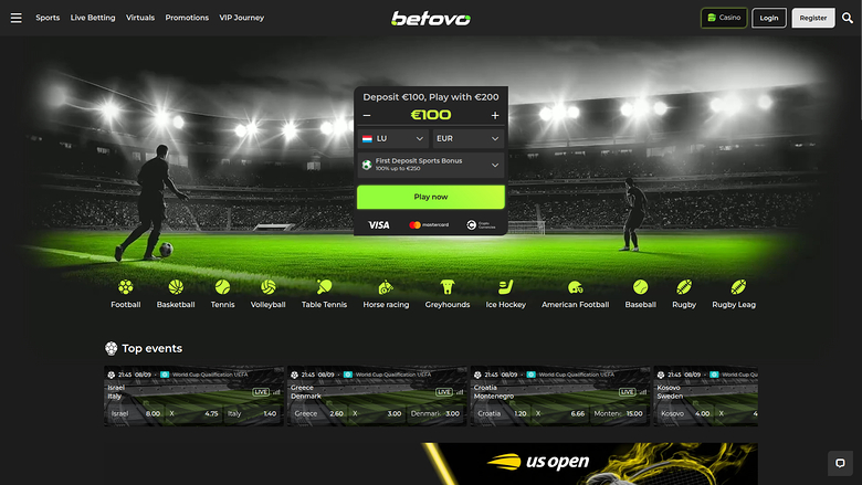 Page d'accueil de bureau de Betovo Casino