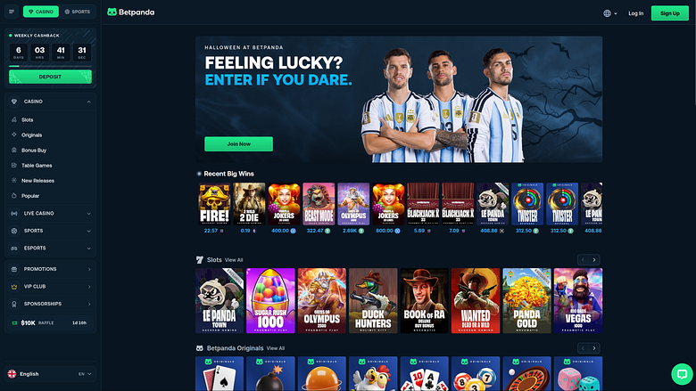 BetPandaカジノのデスクトップ版ホームページ