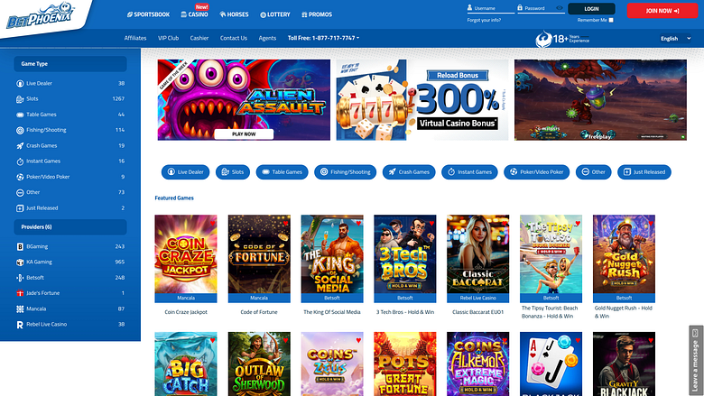 Développeurs de jeux de casino BetPhoenix pour ordinateur