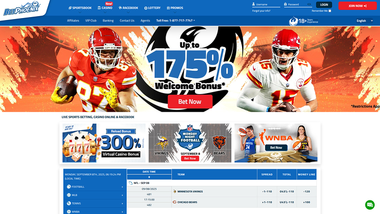 Página de inicio de escritorio de BetPhoenix Casino