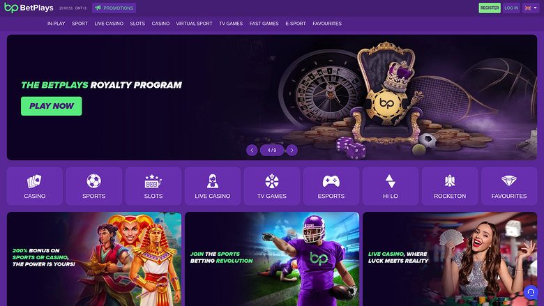 Página de inicio de escritorio de BetPlays Casino