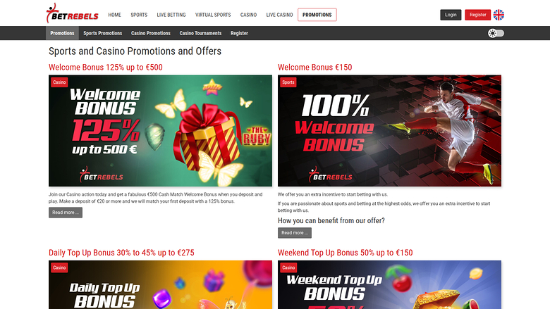 Promotions de bureau de BetRebels Casino