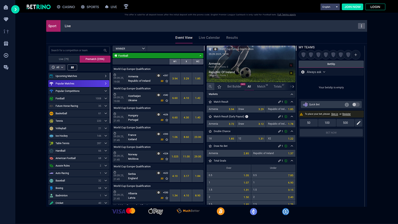Betrino Casino Desktop Sports