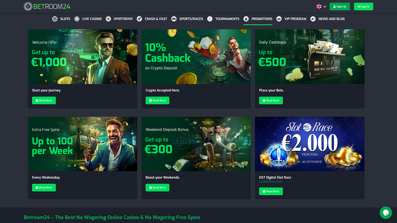 Promotions sur ordinateur de Betroom24 Casino