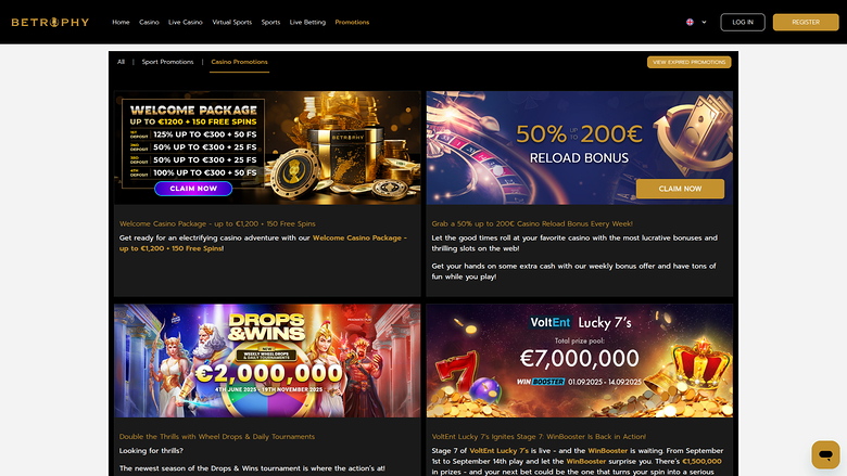 Promociones de escritorio de Betrophy Casino