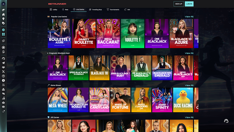 Croupier en direct sur ordinateur de BetRunner Casino