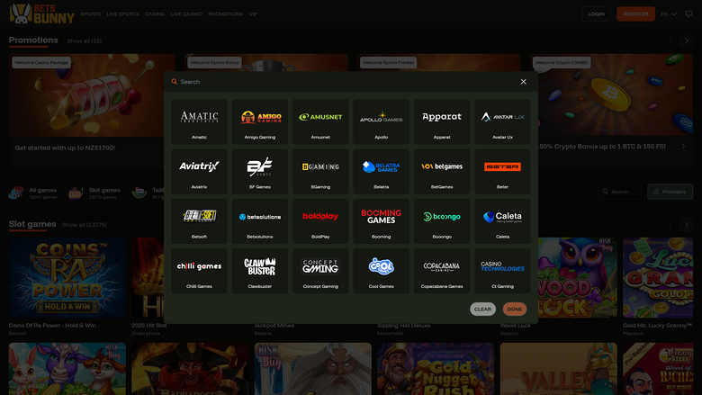 Développeurs de jeux sur ordinateur de Bets Bunny Casino