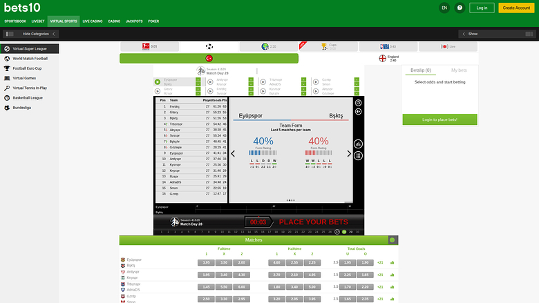 Sports de bureau de Bets10