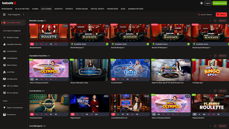 Betsafe Casino Desktop Live Dealer