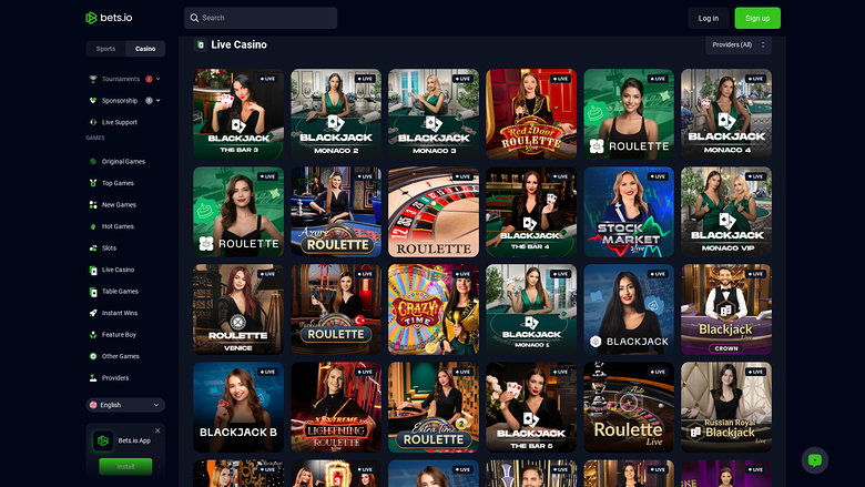 Croupier en direct sur ordinateur de Bets.io Casino