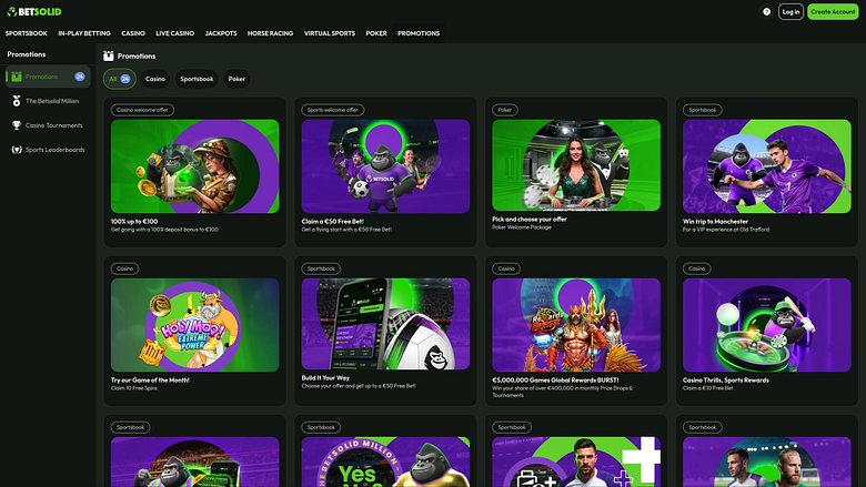 Pagina delle promozioni di BetSolid Casino