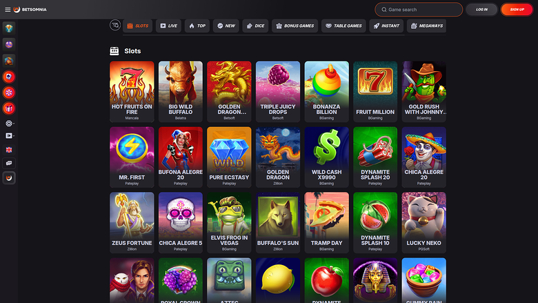 Betsomnia Desktop-Spiele