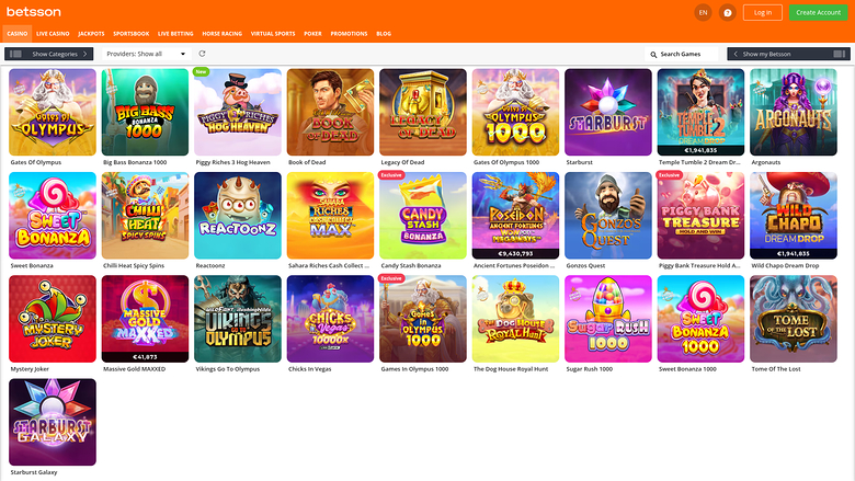 Jeux sur ordinateur de Betsson Casino