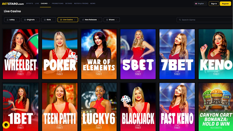 Live-Dealer auf dem Desktop von BetStaro Casino