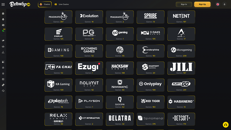 Développeurs de jeux sur ordinateur de Betswap.gg Casino