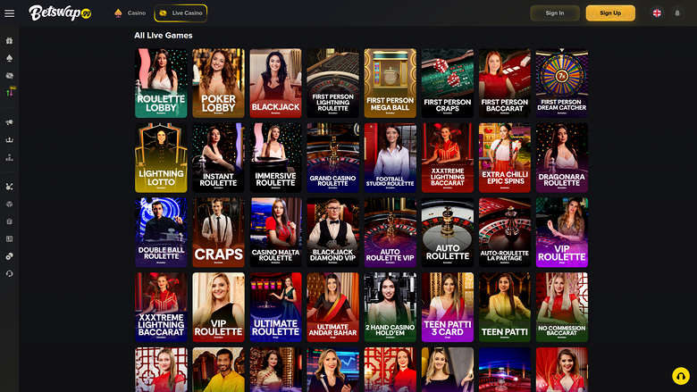 Croupier en direct sur ordinateur de Betswap.gg Casino