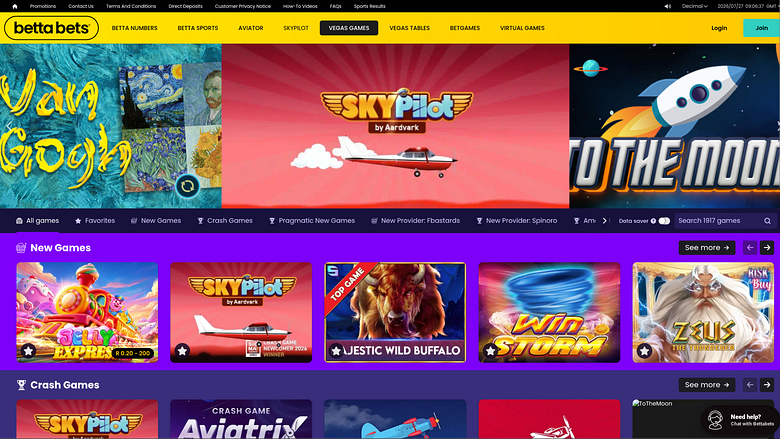 Jeux de casino Bettabets sur ordinateur