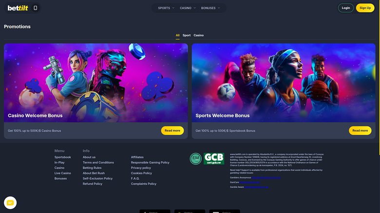 Promoções para desktop do Bettilt Casino