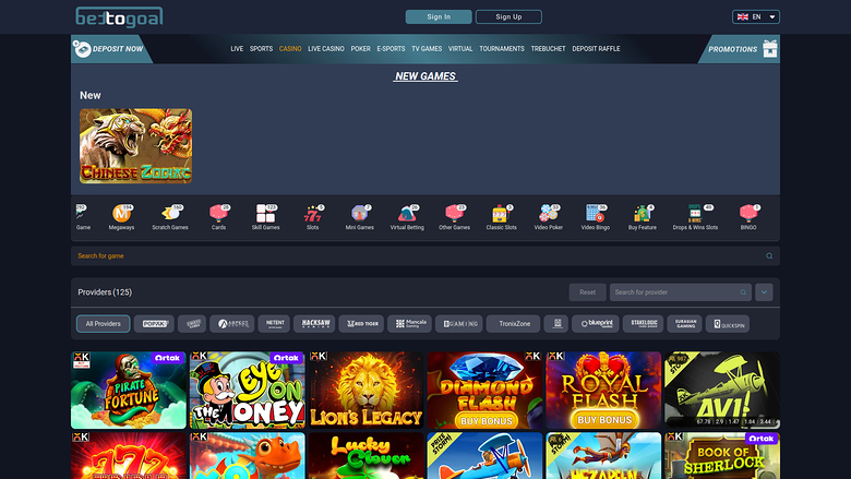 Homepage desktop di Bettogoal