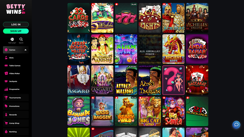 BettyWins Casino Desktop Games