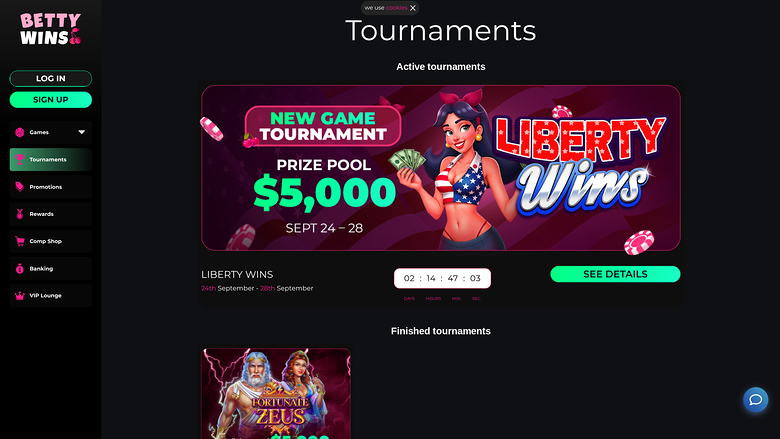 BettyWins Casino Desktop Tournaments