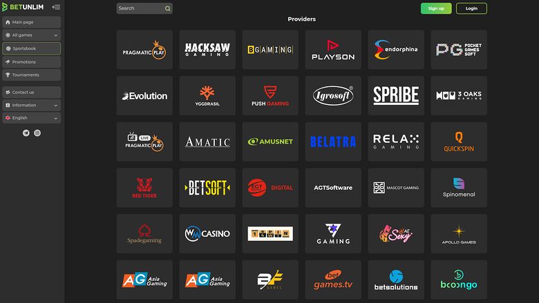 Desarrolladores de juegos de escritorio de Betunlim Casino