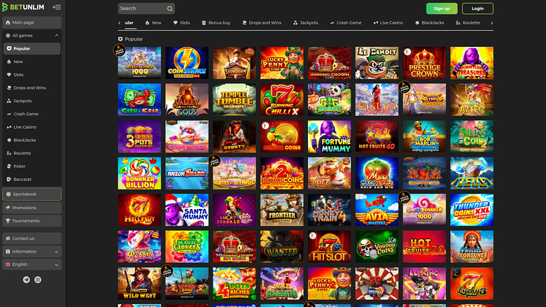 Juegos de escritorio de Betunlim Casino
