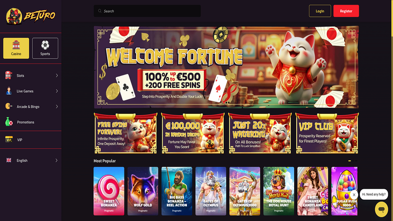 Screenshot der Beturo Casino-Homepage für Desktop