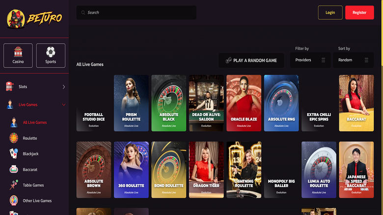 Beturo Casino Desktop Live Dealer