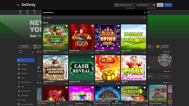 Betway Casino Desktop Jackpot