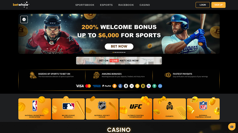 Betwhale Casino Desktop Homepage