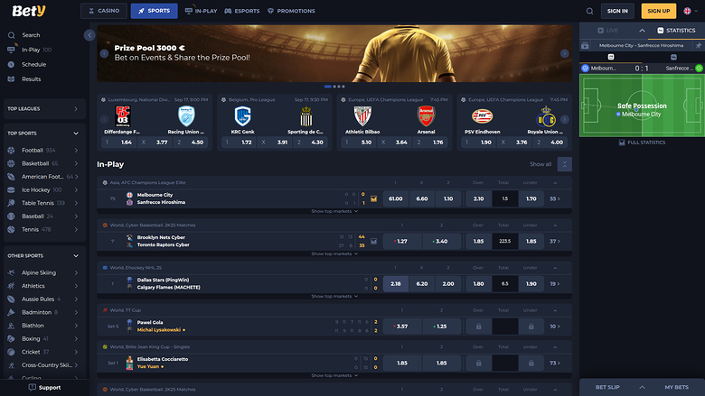 Bety Casino Desktop Sports