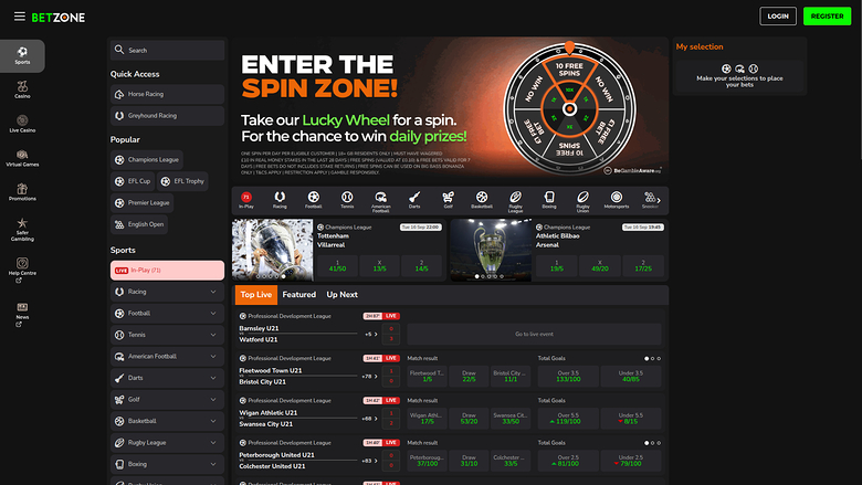 Sport desktop di Betzone Casino