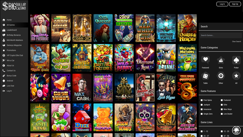 Jeux de bureau de Big Dollar Casino