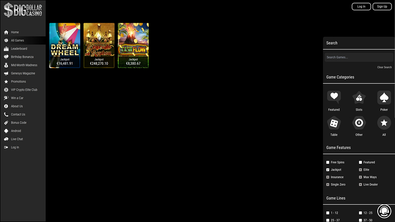 Jackpot de bureau de Big Dollar Casino