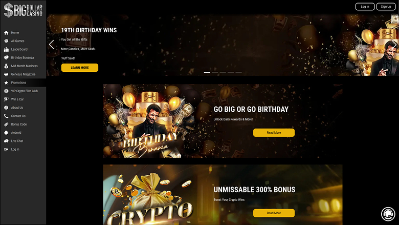 Promotions de bureau de Big Dollar Casino