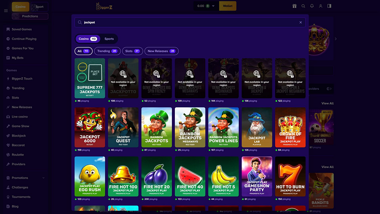 Jackpot de escritorio de Biggerz Casino