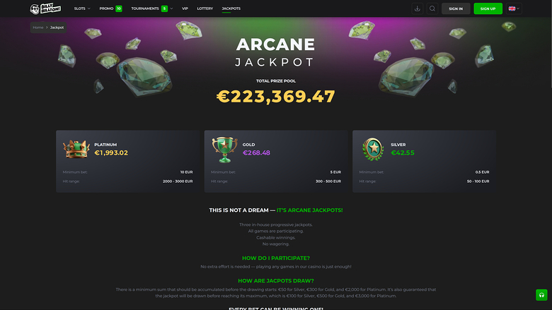 Jackpot de bureau de Billy Billion Casino