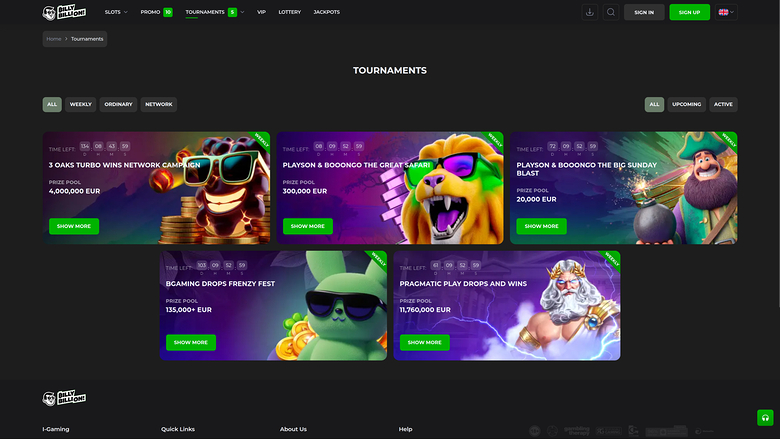 Tournois de bureau de Billy Billion Casino