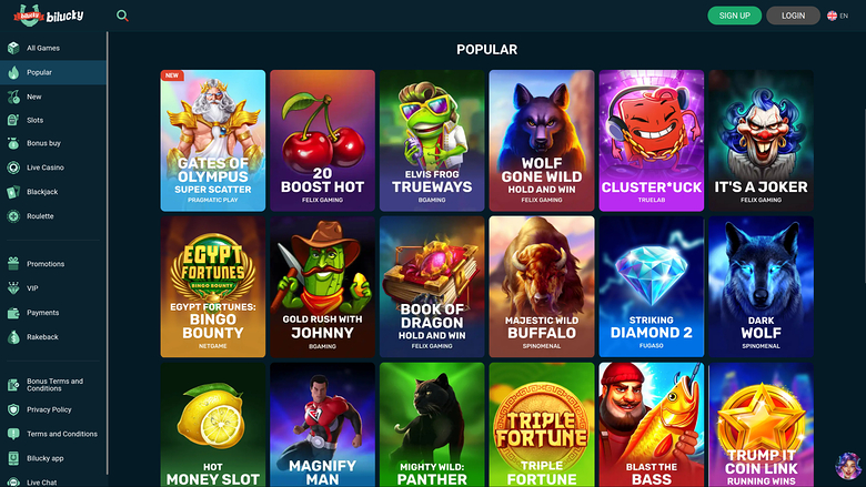 Bilucky Casino Desktop Games