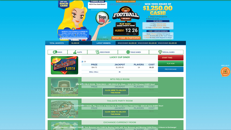 Jackpot de Bingo Billy Casino sur ordinateur