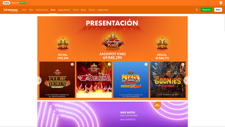 Jackpot de Bingo Botemania Casino sur ordinateur