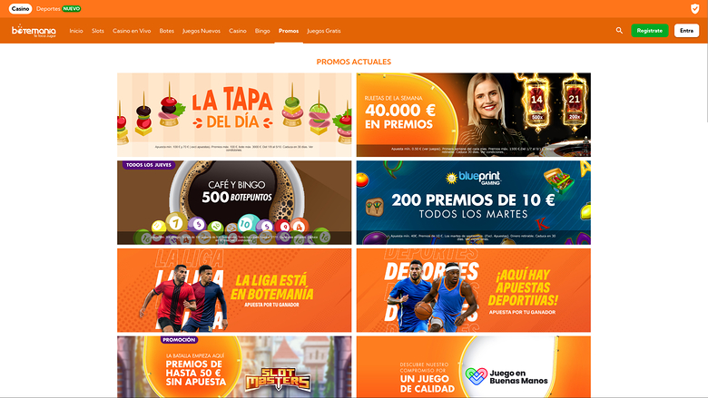 Promotions de Bingo Botemania Casino sur ordinateur