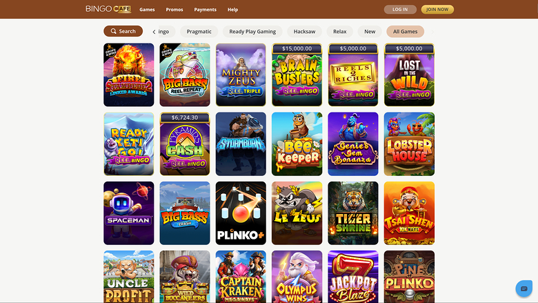Giochi desktop di Bingo Cafe Casino