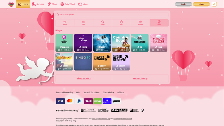 Bingo de la version de bureau de Bingo Fling Casino