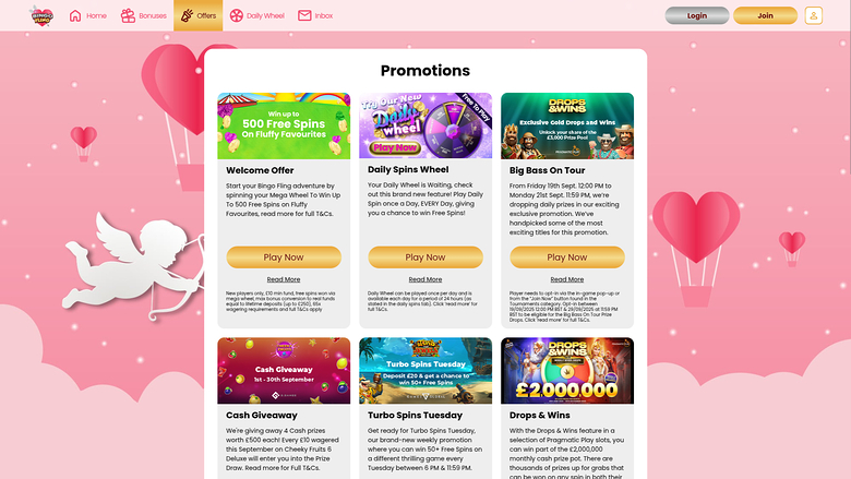 Promotions de la version de bureau de Bingo Fling Casino