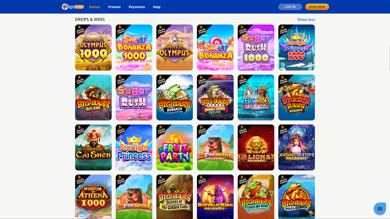 Drops and Wins desktop di Bingo Liner Casino