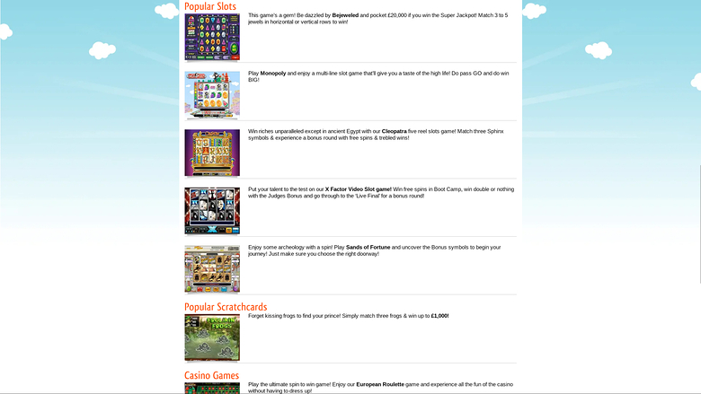 Jeux de la version de bureau de Bingo Street Casino